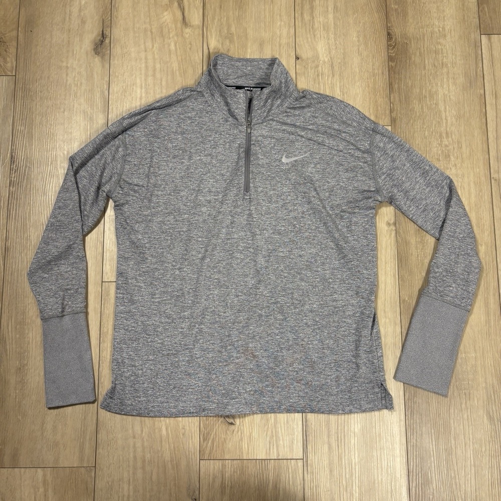 Nike Running Dri-FIT Women's Long Sleeve Quarter Zip Pullover Lightweight Gray M